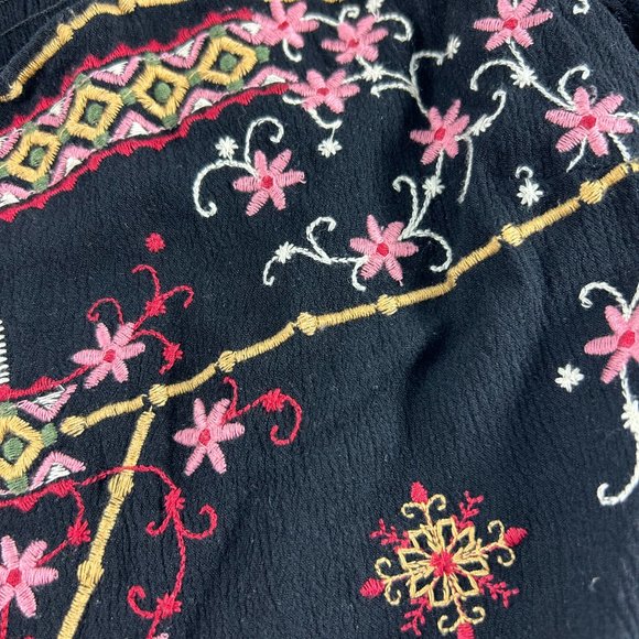 Savanna Jane Womens Dress Size 1X Black Embroidered Long Sleeve Boho Lined Flowy - Picture 5 of 12